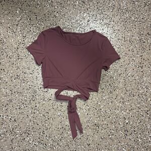 Alphalete Ultrasoft Wrap Top Women's Maroon Short Sleeve Workout - No Size Tag